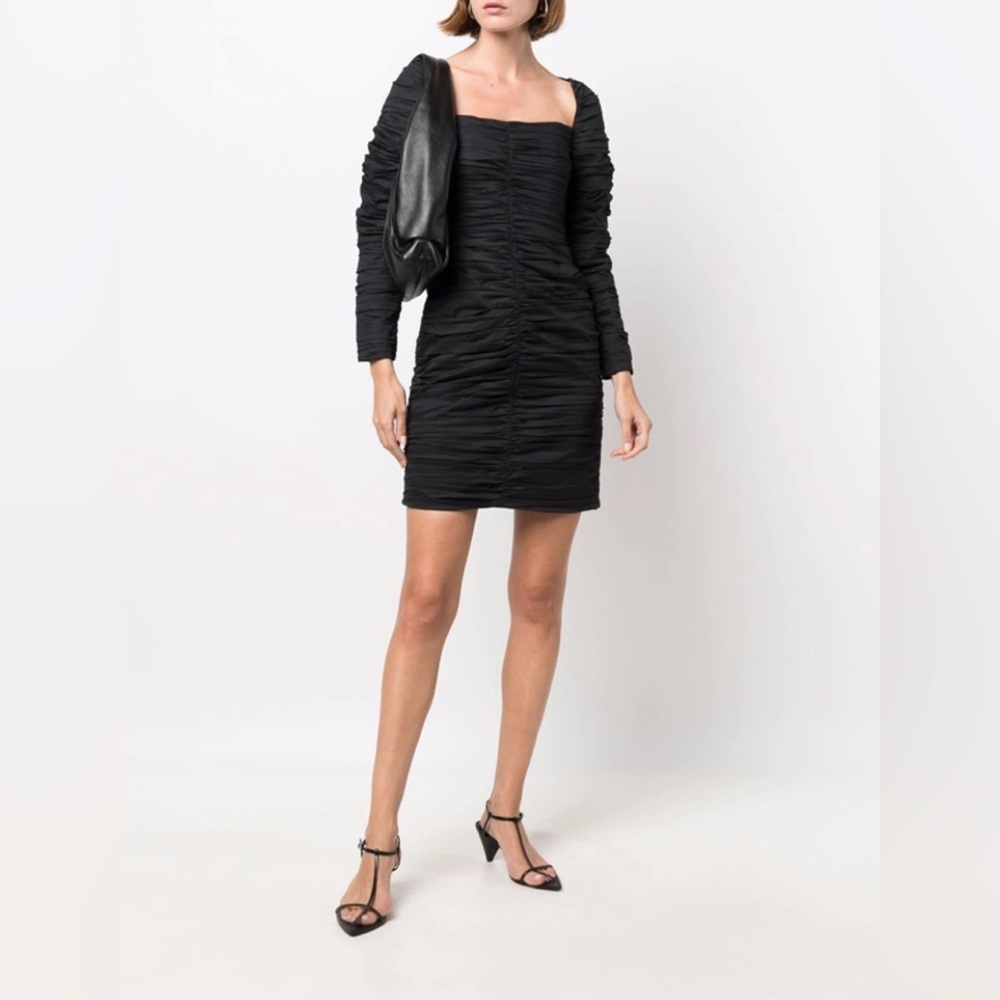 TOVE NEW Asha Ruched Poplin Mini Dress In Black Size FR38 UK 10 US 6 $715.00